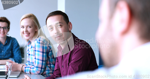 Image of Business Team At A Meeting at modern office building