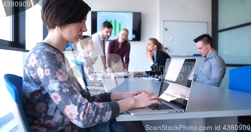 Image of Business Team At A Meeting at modern office building