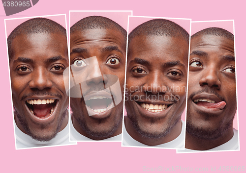 Image of Portrait of a very happy afro American man