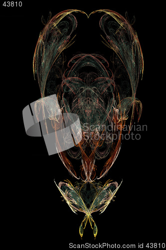 Image of Abstract artificial computer generated iterative flame fractal art image of a Dracula man face