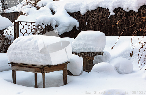 Image of Rustic Yard After A Snowfall