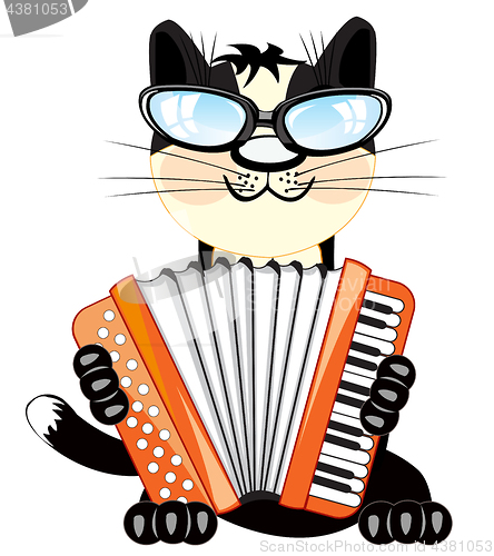 Image of Cat plays on accordeon