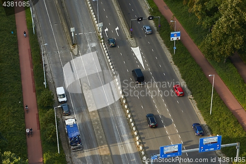 Image of Urban traffic from above