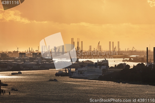 Image of Rotterdam Port Dusk Panorma from Euromast
