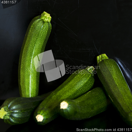 Image of Group of zucchini (zucchetti, courgettes)