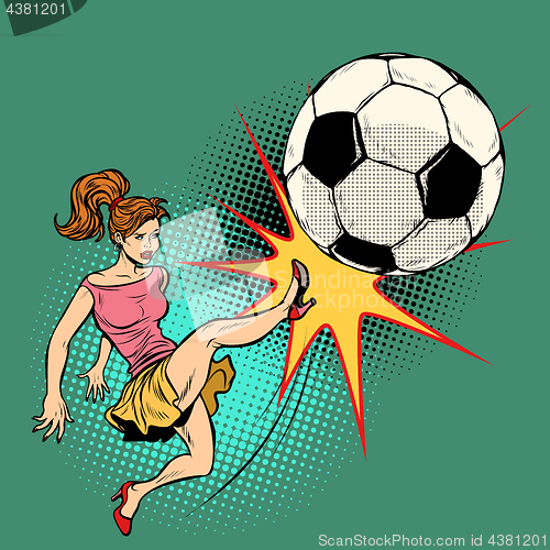 Image of woman hits a soccer ball, football championship