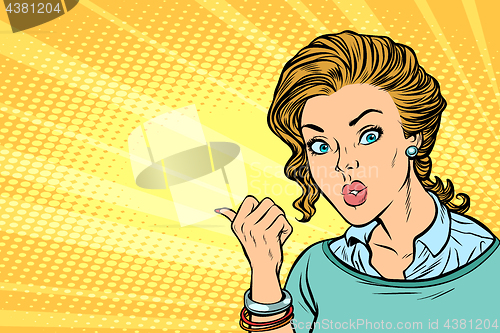 Image of pop art woman pointing finger