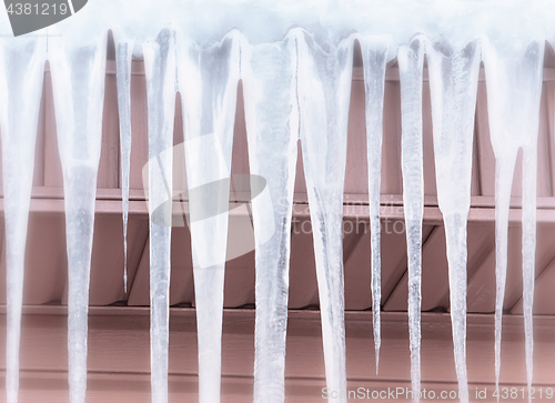 Image of Hanging Large Icicles Closeup