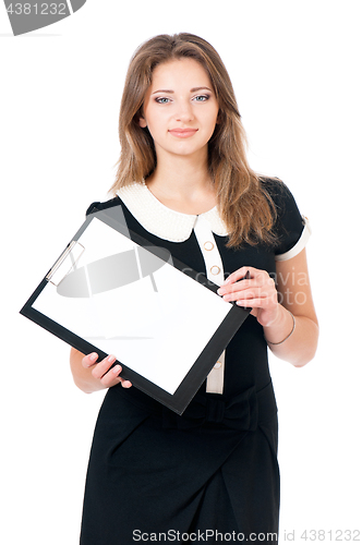 Image of Young business woman on white