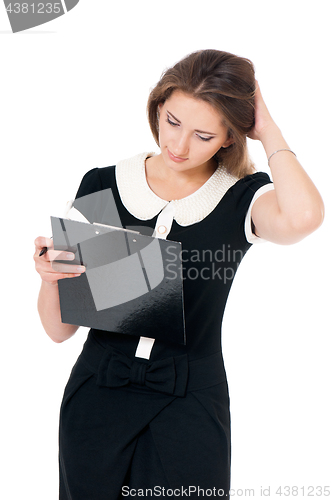 Image of Young business woman on white