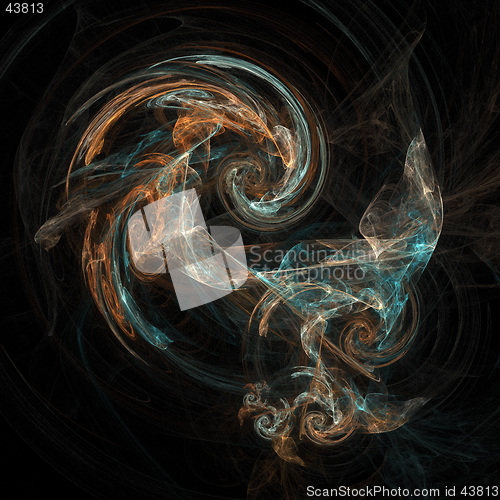 Image of Abstract artificial computer generated iterative flame fractal art image of a vortex