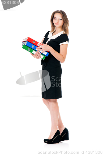 Image of Young business woman on white