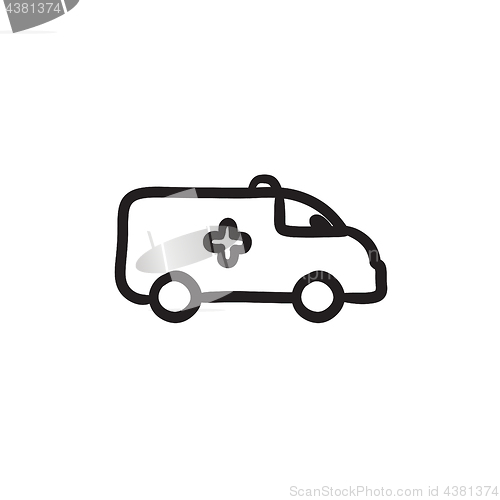 Image of Ambulance car sketch icon.