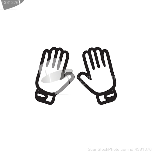 Image of Motorcycle gloves sketch icon.