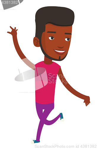 Image of Cheerful african-american man dancer dancing.