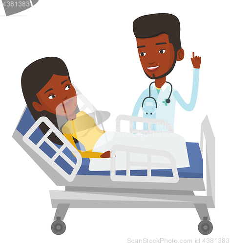 Image of Doctor visiting patient vector illustration.