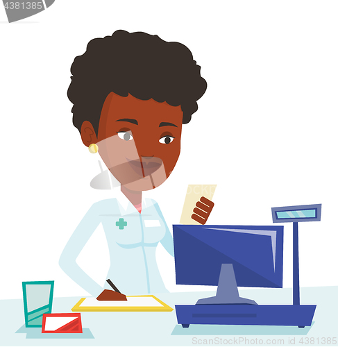 Image of Pharmacist writing prescription.
