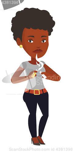 Image of Young woman quitting smoking vector illustration.