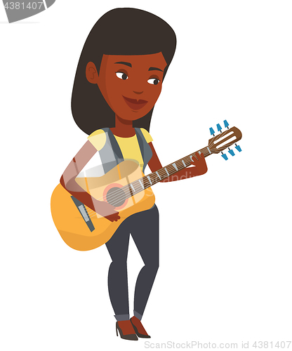 Image of Woman playing acoustic guitar vector illustration.