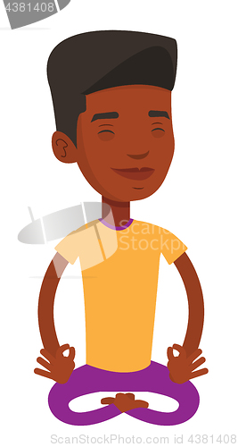 Image of Man meditating in lotus pose vector illustration.