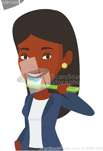 Image of Woman brushing her teeth vector illustration.
