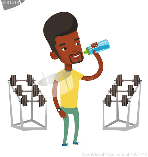 Image of Sportive man drinking water vector illustration.