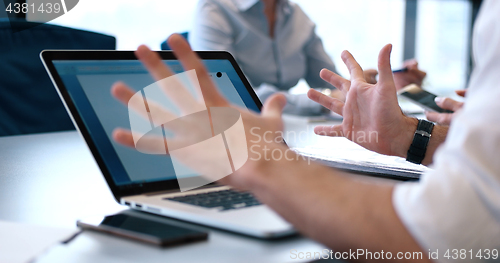 Image of office and teamwork concept - group of business people having a 
