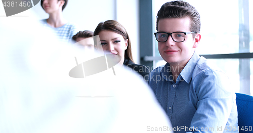 Image of Business Team At A Meeting at modern office building
