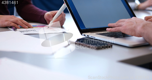 Image of office and teamwork concept - group of business people having a 