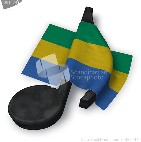 Image of music note and flag of gabon - 3d rendering