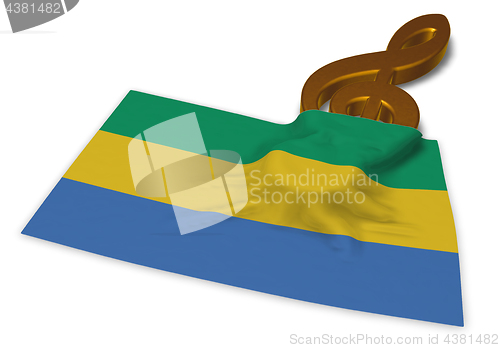 Image of clef symbol and flag of gabon - 3d rendering