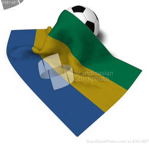 Image of soccer ball and flag of gabon - 3d rendering