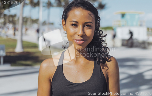 Image of Pretty black woman in sportswear