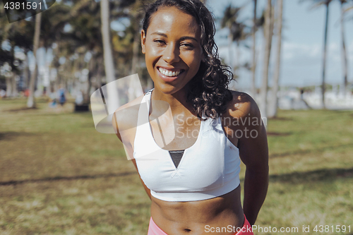 Image of Charming black girl in sportswear