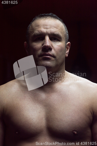 Image of portrait of muscular professional kickboxer