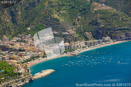 Image of High angle view of Minori and Maiori, Amalfi coast, Italy