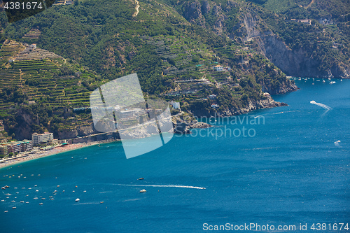 Image of High angle view of Minori and Maiori, Amalfi coast, Italy