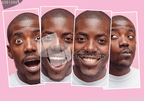 Image of Portrait of a very happy afro American man