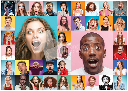 Image of The collage of surprised people