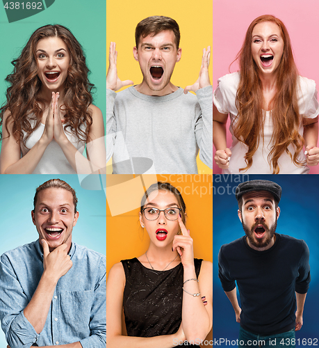 Image of The collage of surprised people