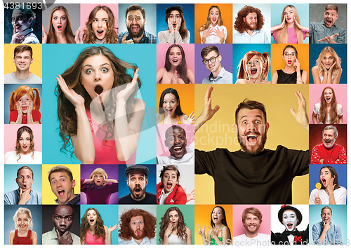 Image of The collage of surprised people