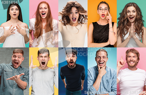 Image of The collage of surprised people