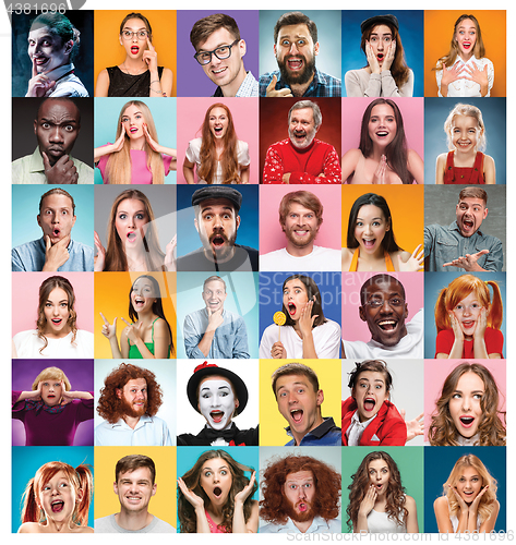 Image of The collage of surprised people