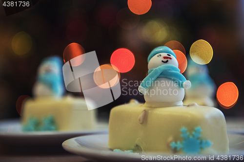 Image of Christmas dessert with snowman
