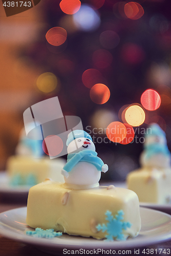 Image of Christmas dessert with snowman