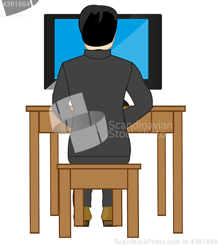 Image of Man looks television set