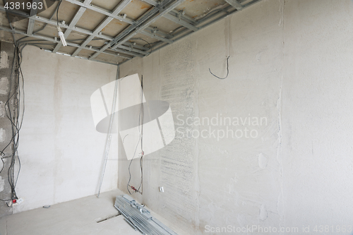 Image of Empty corner of the renovated room in a new building