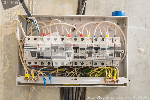 Image of Electric board in the apartment, in which differential automata and circuit breakers are installed