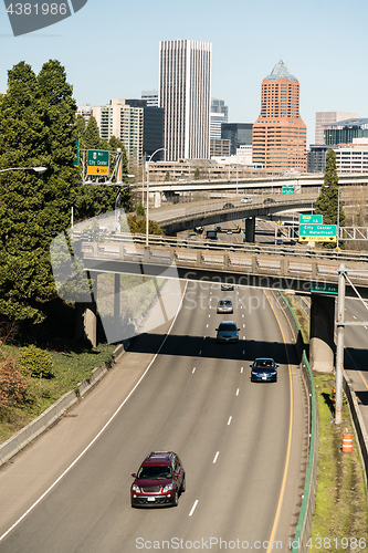 Image of Interstate 5 Portland Oregon Highway Carries Cars South From Dow