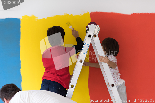 Image of boys painting wall